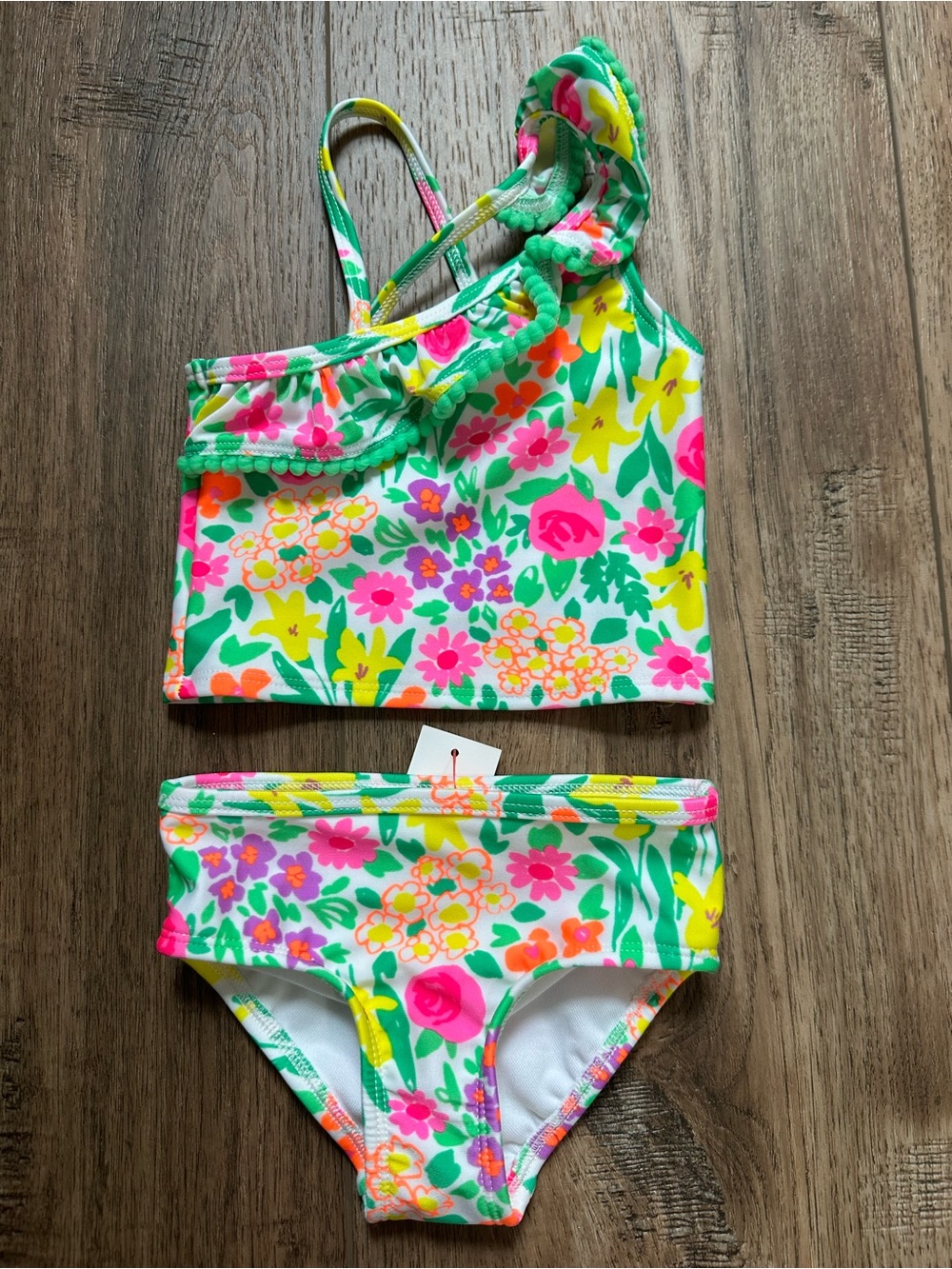 NWT! Cat & Jack Infant Girl’s Swimsuit, Bikini, 2pc, Floral, Neon, Summer, 12m